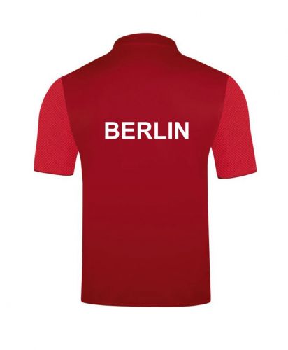 Polo Shirt rot mit Druck Berliner Karate Verband Rücken